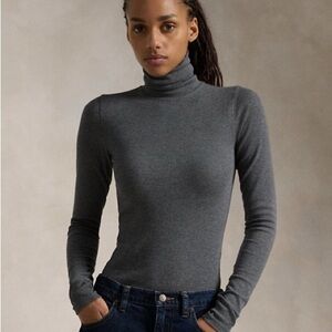 Ralph Lauren Vintage women’s Green tag Gray 100% cotton Turtleneck Top